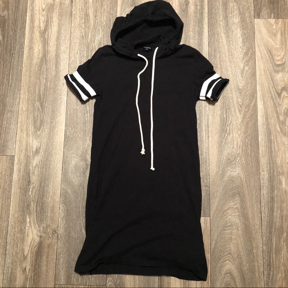 Black Hooded T-Shirt Dress